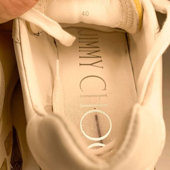 Jimmy Choo Diamond X Strap/F White Leather Low Top Crystal Sneakers EU 40 US 10 - Picture 9 of 9